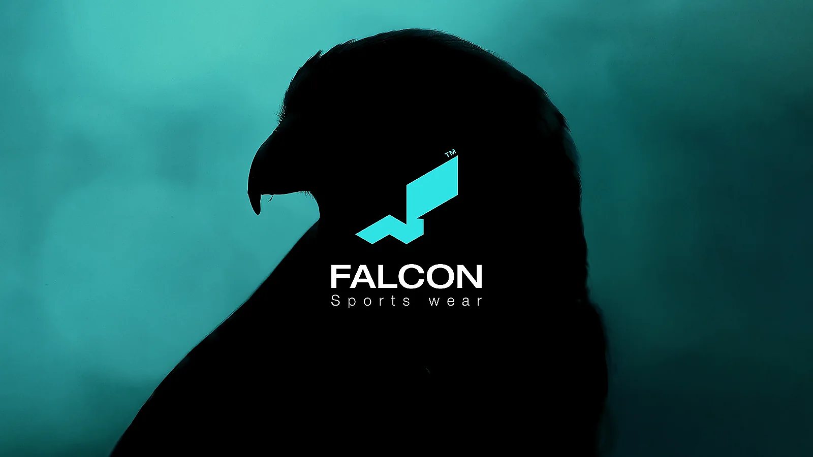Falcon sportswear identity presented over a falcon silhouette