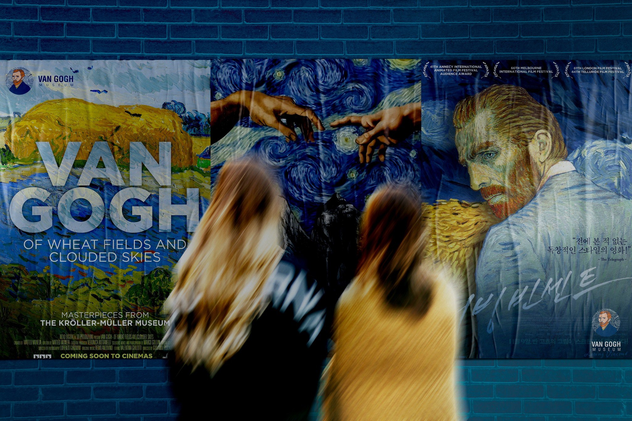 Van Gogh campaign posters installed in a public environment